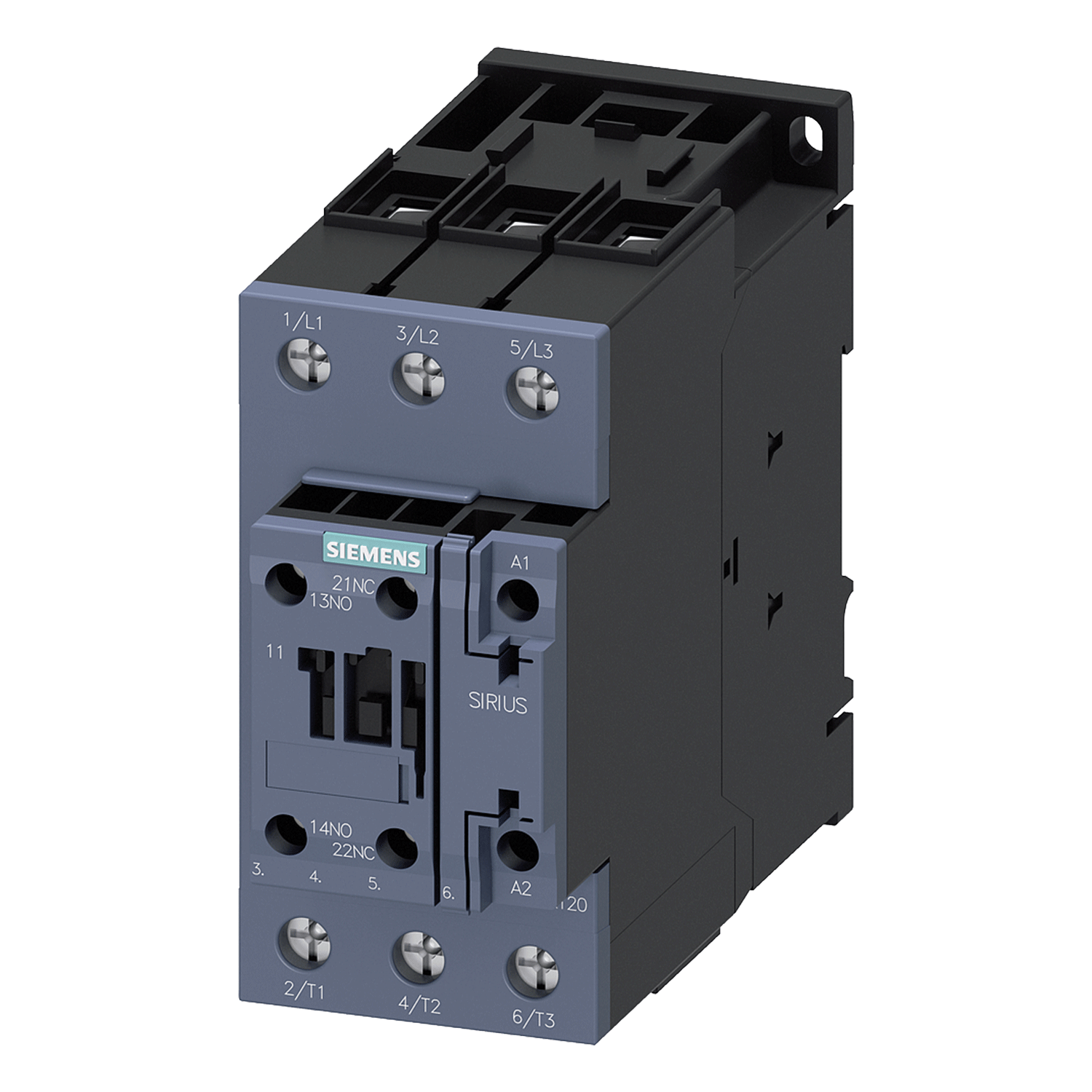 Imagen de CONTACTOR SIRIUS 3RT2035 S2 15HP 220V, 30HP 440V, 40A BOBINA 120V AC 1NA+1NC