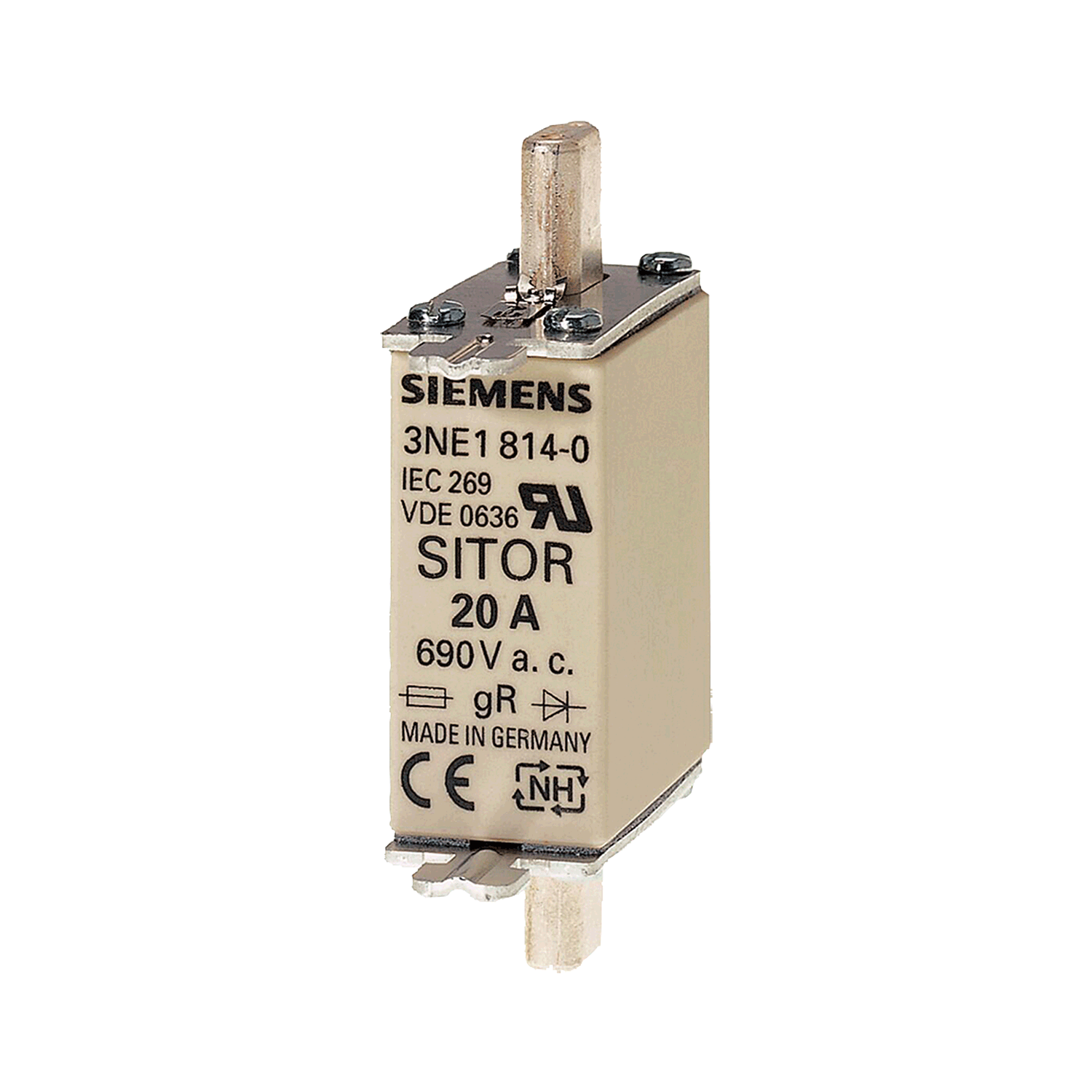 Imagen de CARTUCHO FUSIBLE SITOR NH000 40A 690V AC, 250V DC