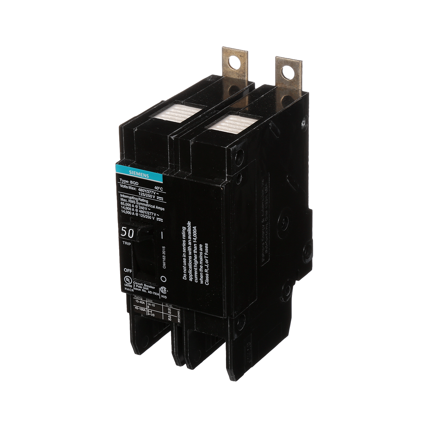 Imagen de PASTILLA INTERRUPTOR BQD 2X50A 65KA/240, 14KA/480, 10KA/600V