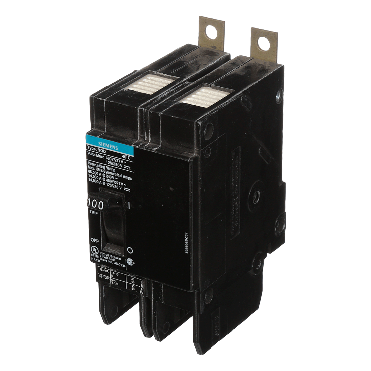 Imagen de PASTILLA INTERRUPTOR BQD 2X100A 65KA/240, 14KA/480, 10KA/600V