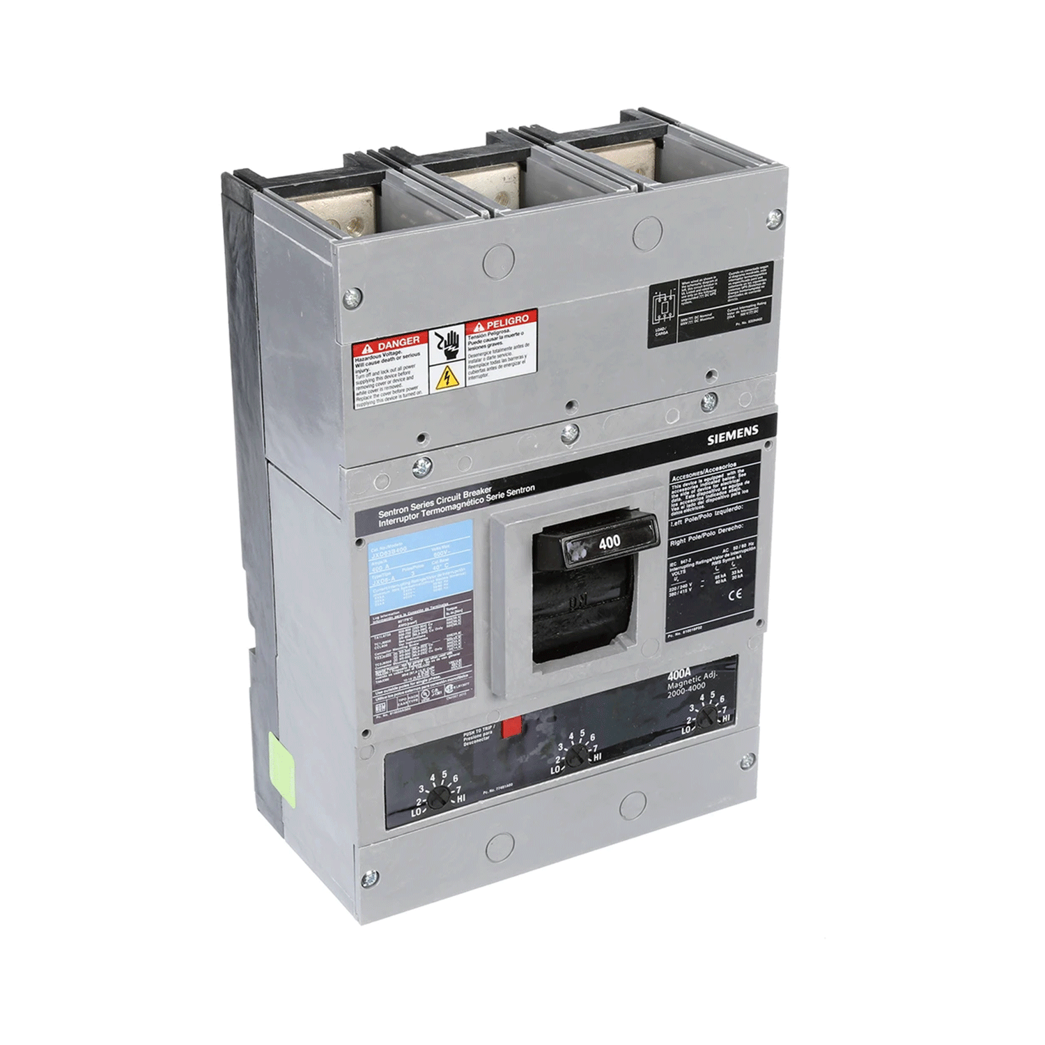 Imagen de INTERRUPTOR JXD6 3X400A 65KA/240, 35KA/480, 25KA/600V