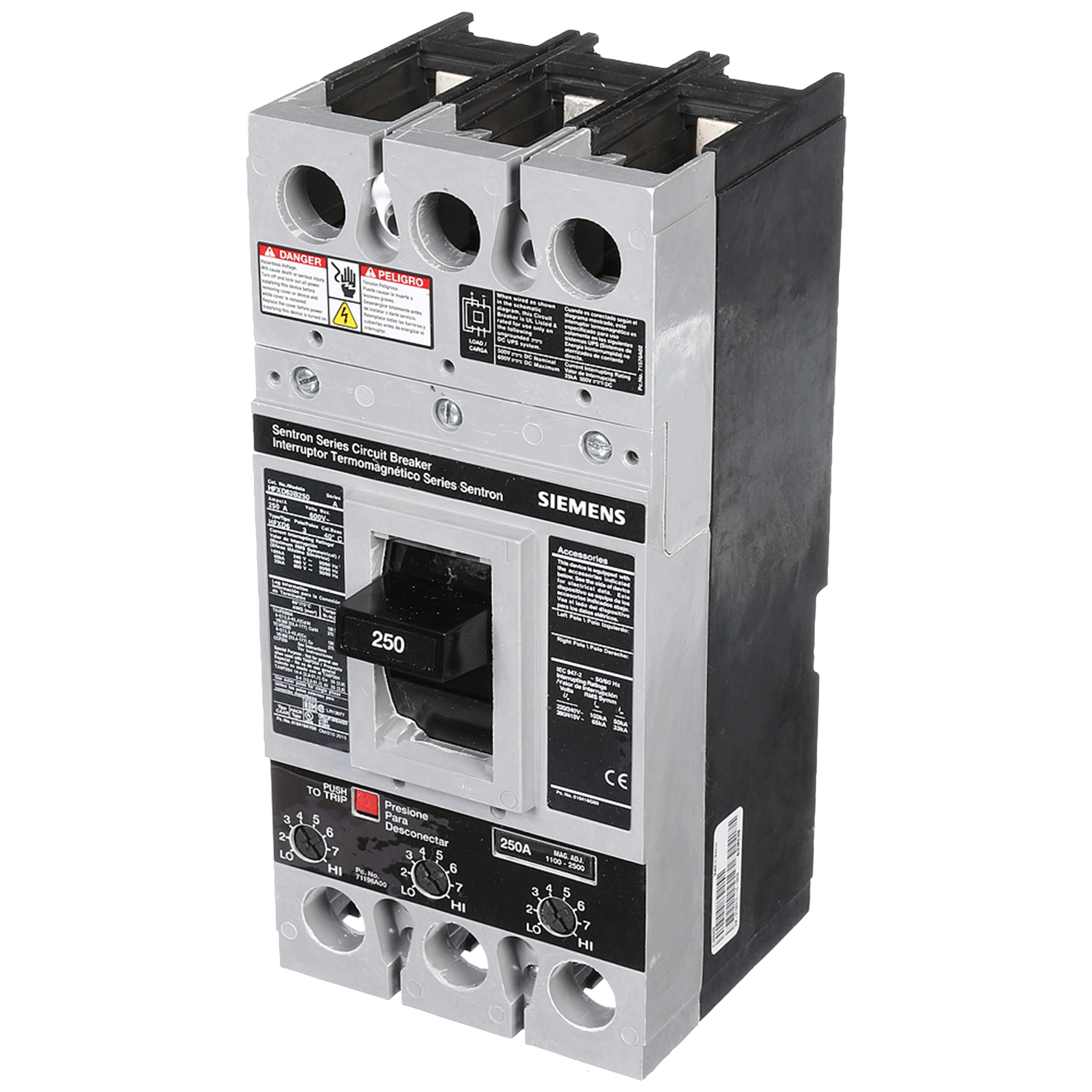 Imagen de INTERRUPTOR HFXD6 3X250A 100KA/240, 65KA/480, 25KA/600V