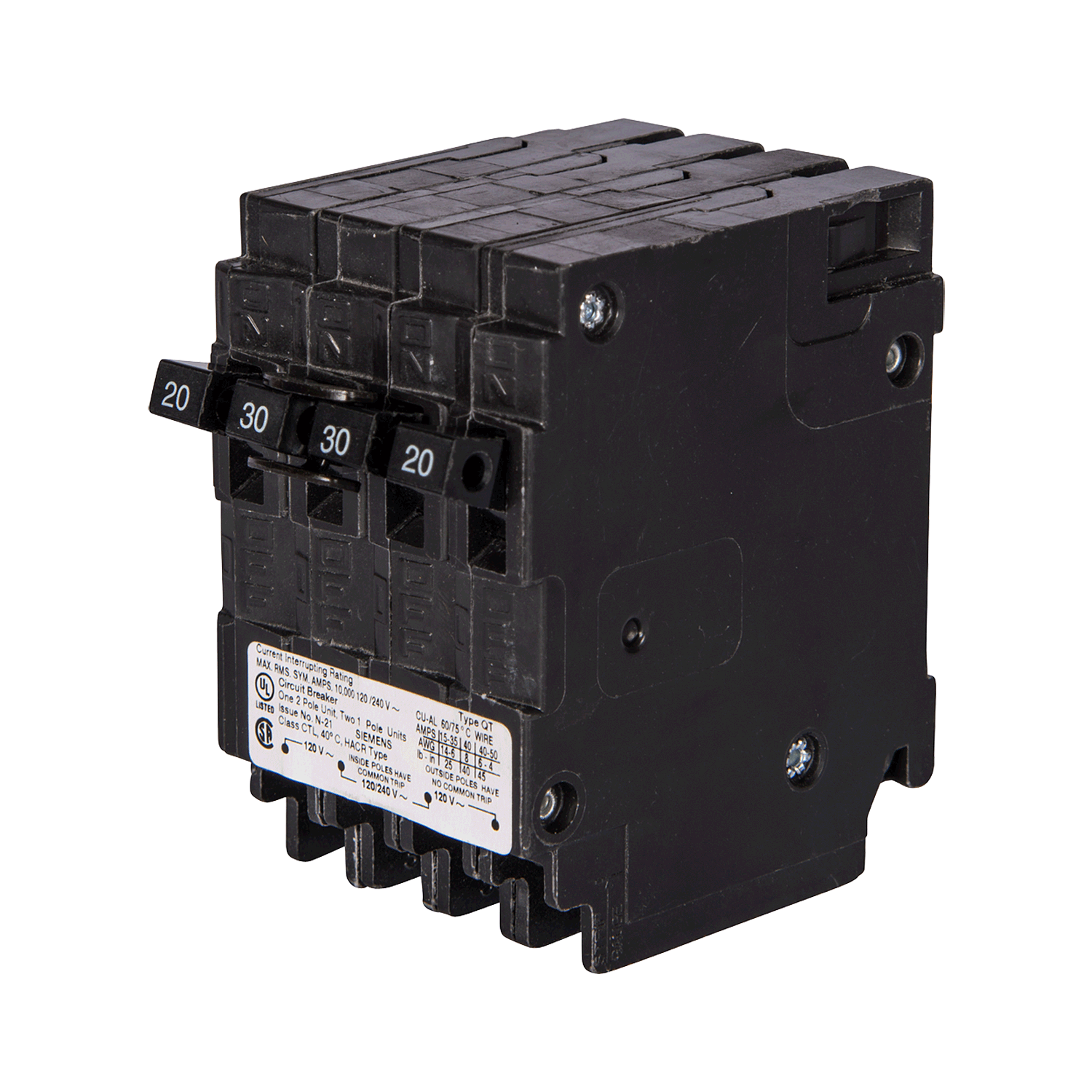 Imagen de PASTILLA INTERRUPTOR QT 1X20-20A, 2X20A 10KA 120/240V