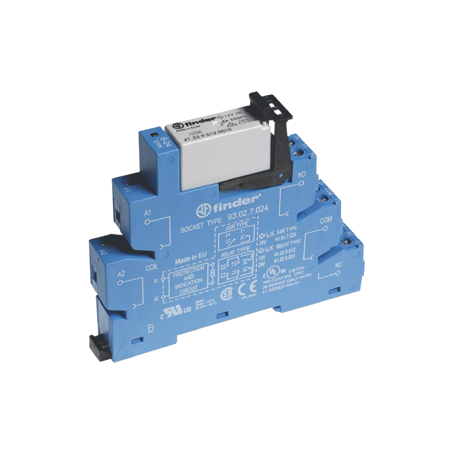 Imagen de RELEVADOR TIPO INTERFASE 2CC (24 VAC/DC) 6 A 38.51.0.024.0060 BASE 93.02.0.024 Y RELE 41.52.9.024.00