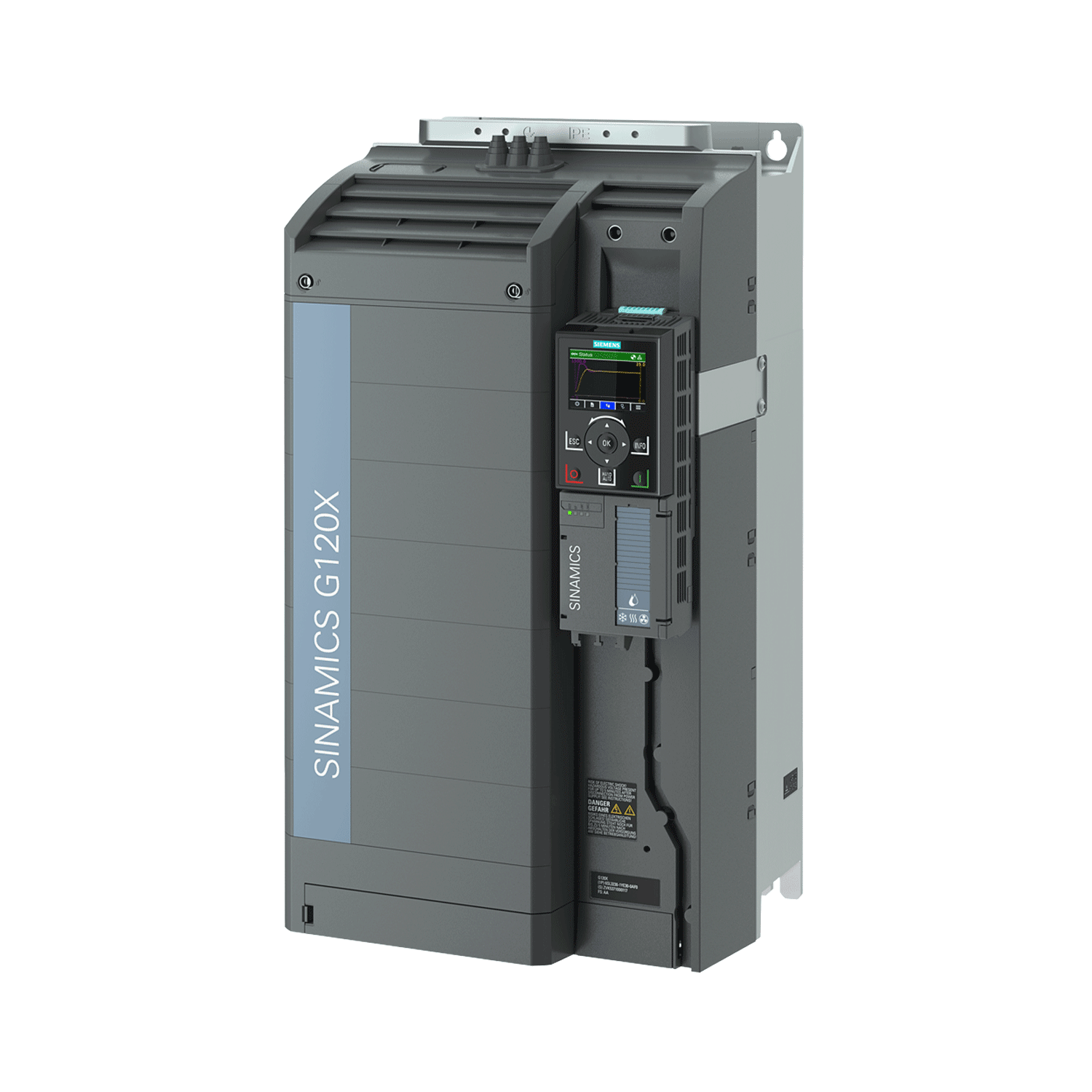 Imagen de VARIADOR G120X 125HP TRIFASICO 440 VAC COMUNICACIÓN PROFINET, ETHERNET/IP FILTRO EMC INCLUYE PANEL