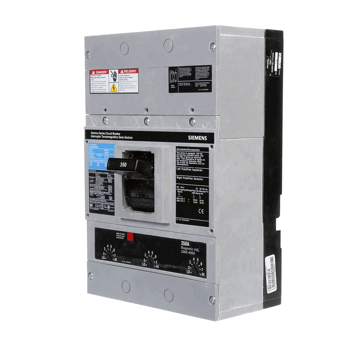 Imagen de INTERRUPTOR JXD6 3X350A 65KA/240, 35KA/480, 25KA/600V