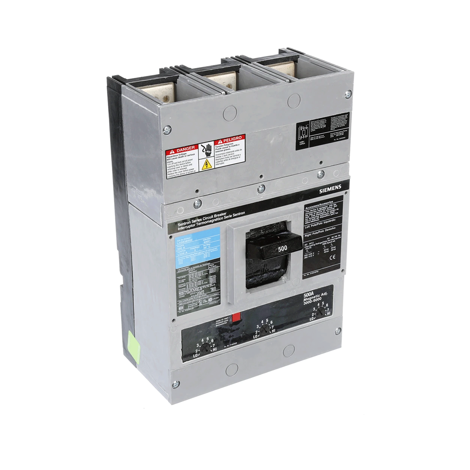 Imagen de INTERRUPTOR LXD6 3X500A 65KA/240, 35KA/480, 25KA/600V