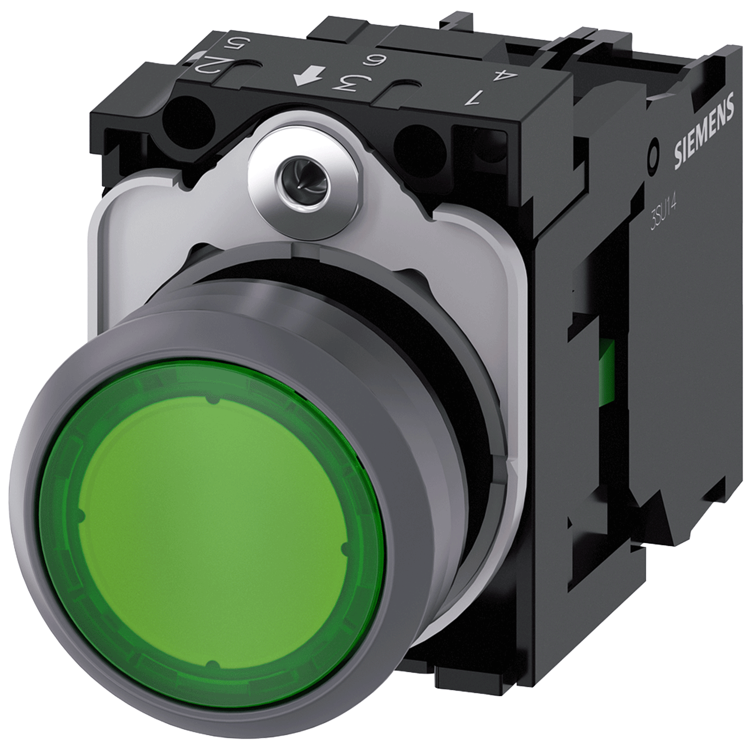 Imagen de BOTON PULSADOR ILUMINADO VERDE 22MM 1NA LED INTEGRADO 24V AC/DC METALICO