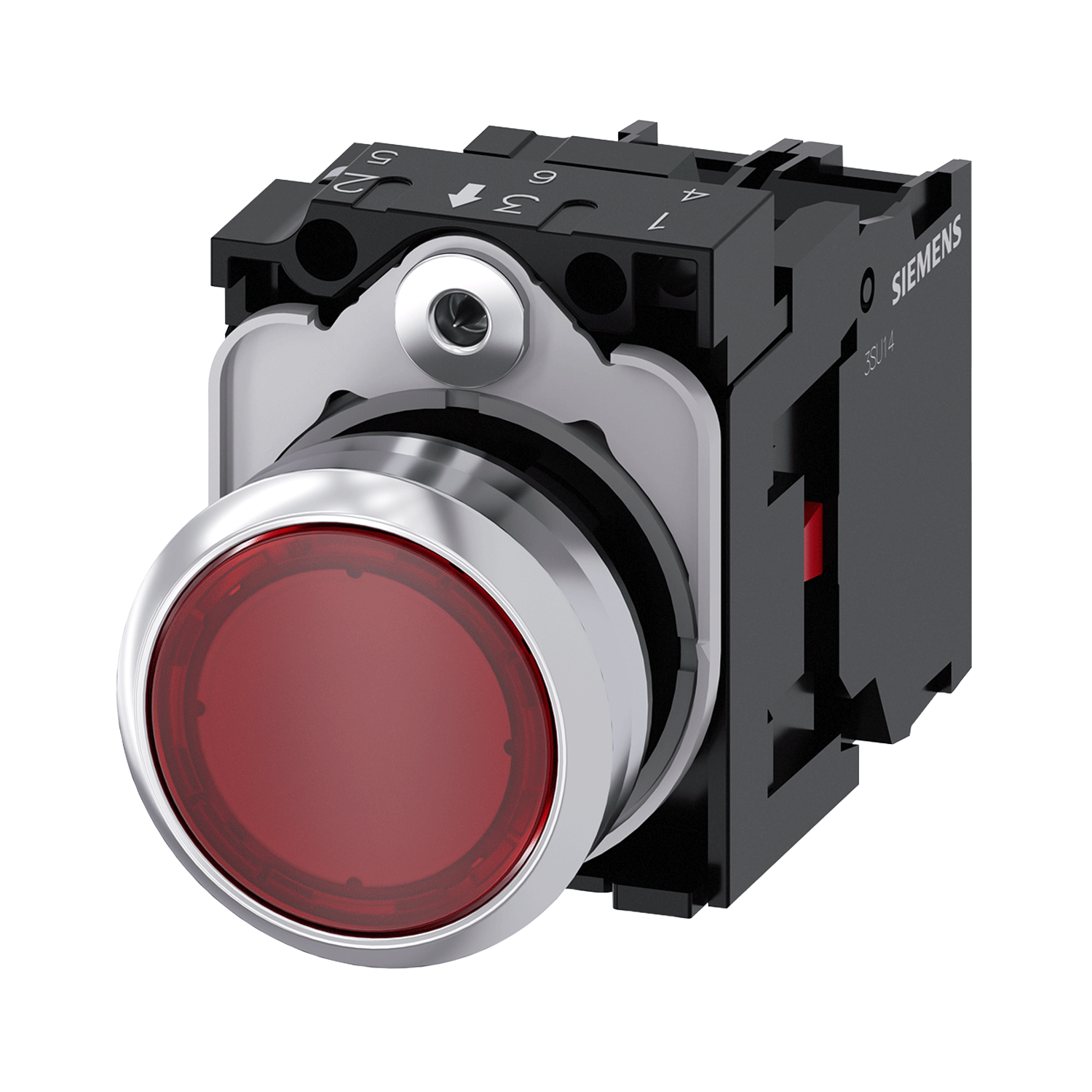 Imagen de BOTON PULSADOR ILUMINADO ROJO 22MM 1NC LED INTEGRADO 24V AC/DC METALICO