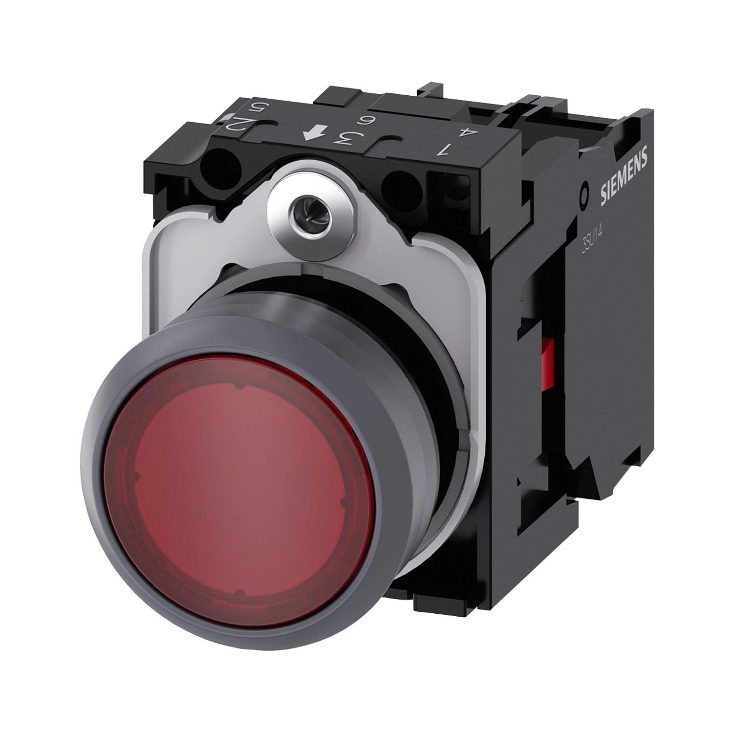 Imagen de BOTON PULSADOR ILUMINADO ROJO 22MM 1NC LED INTEGRADO 110V AC PLASTICO ANILLO METALICO