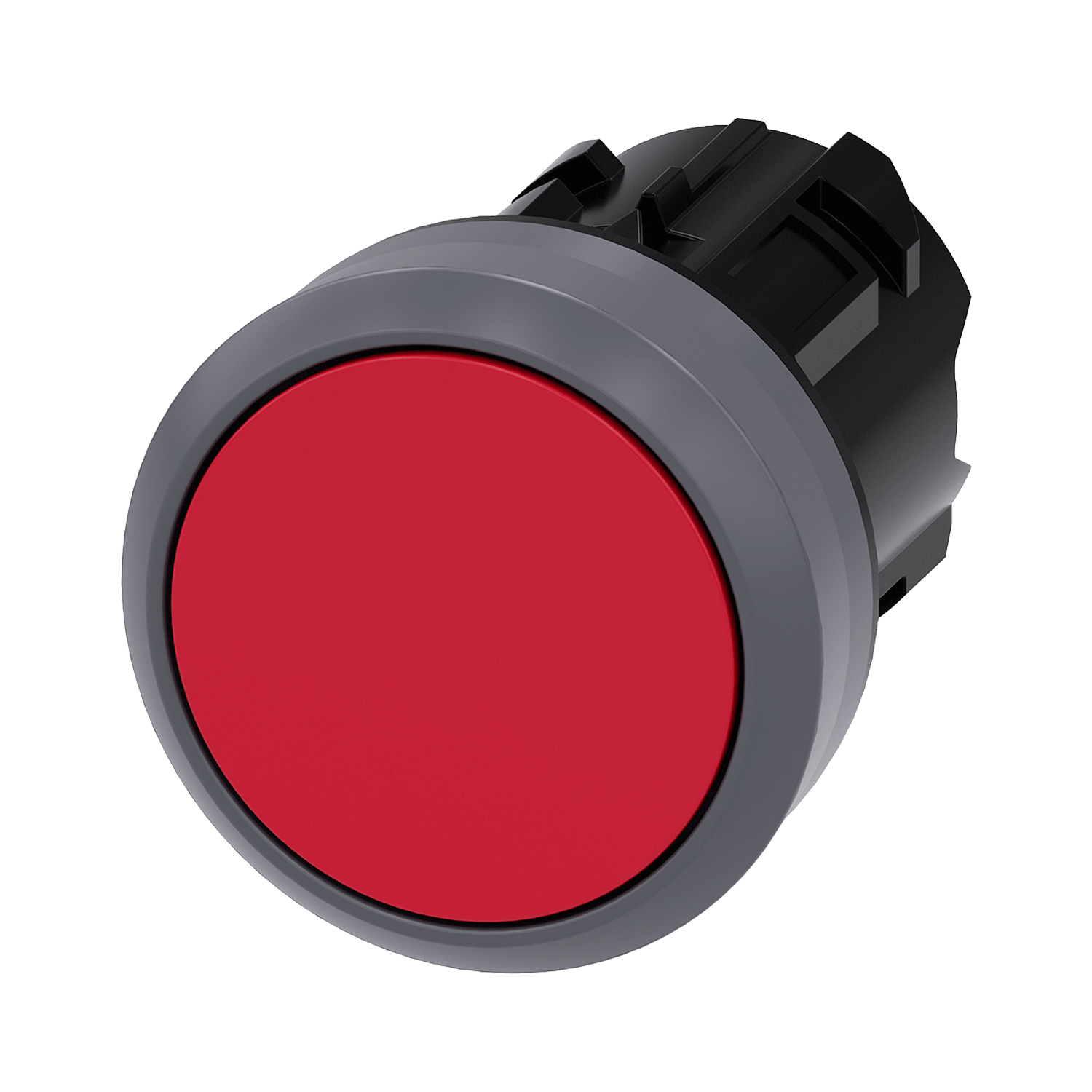 Imagen de BOTON PULSADOR ROJO 22MM PLASTICO ANILLO METALICO