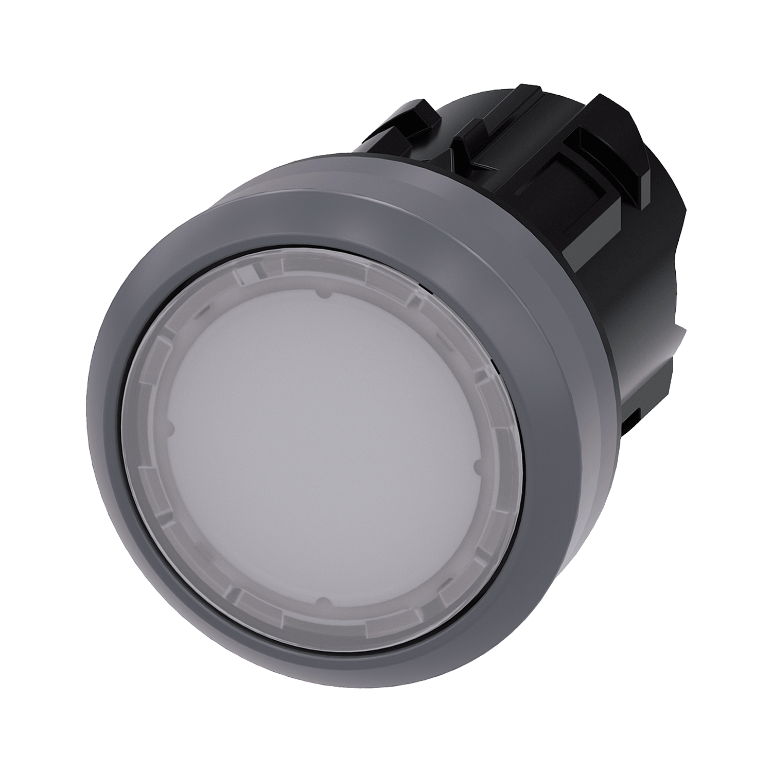 Imagen de BOTON PULSADOR ILUMINADO BLANCO 22MM PLASTICO ANILLO METALICO