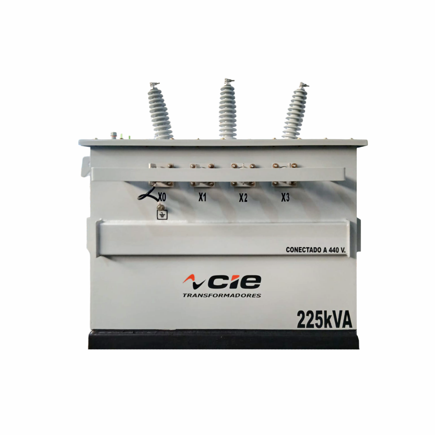 Imagen de TRANSFORMADOR TIPO ESTACION TRIFASICO 225 KVA 13200 440/254 V DOBLE RELACION SIN GARGANTAS MARCA CIE